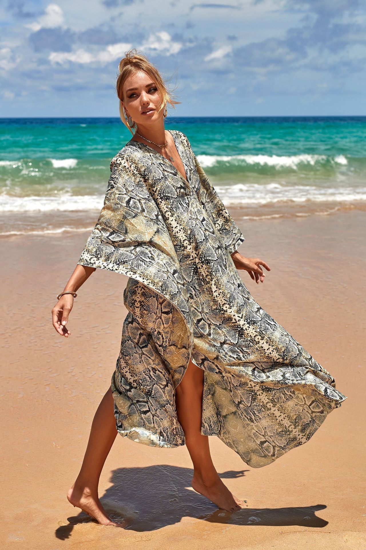 Sandy Drift Maxi Dress with Beachy Flow