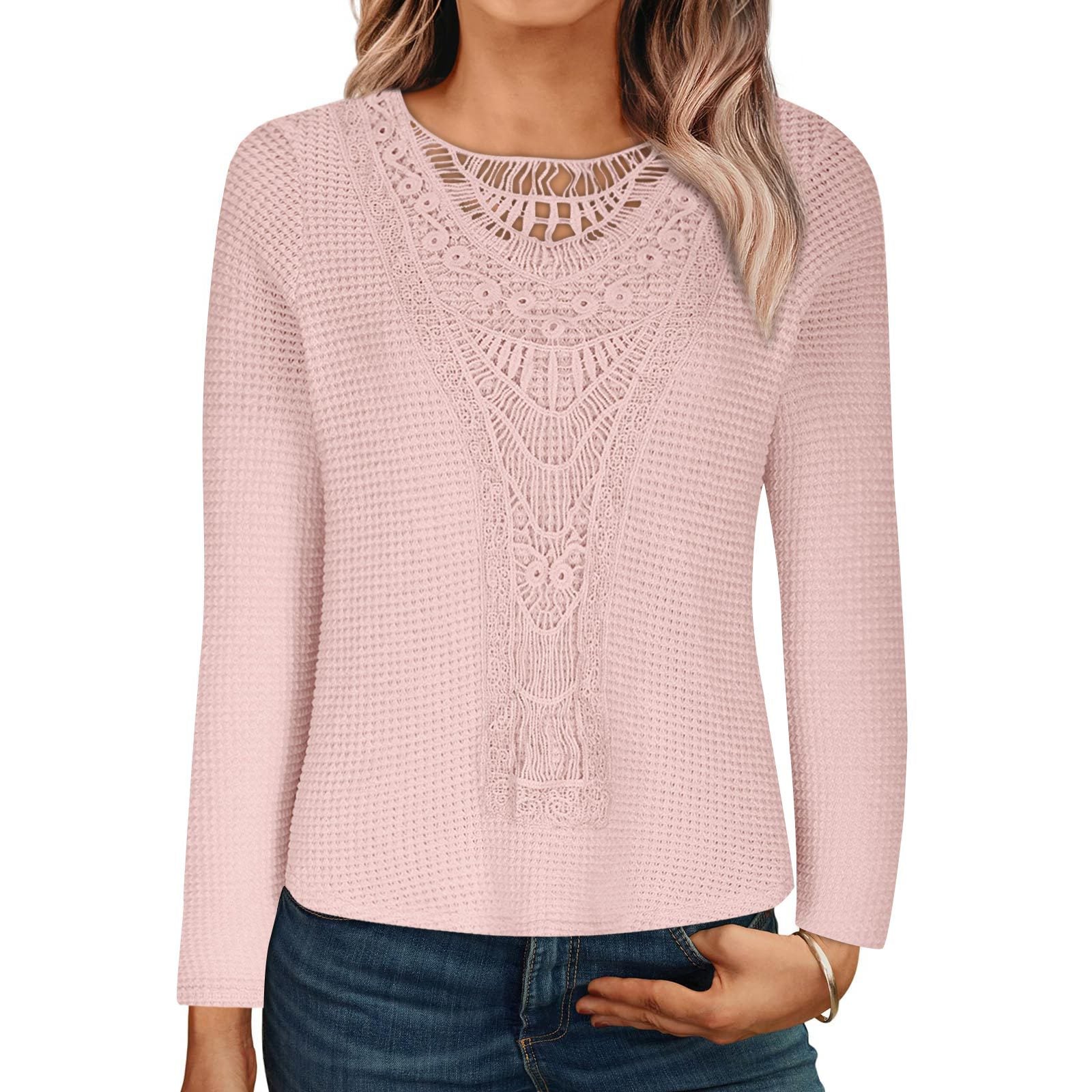 Lace Patchwork Round Neck Top
