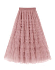 Flowy Layered Mesh Midi Skirt
