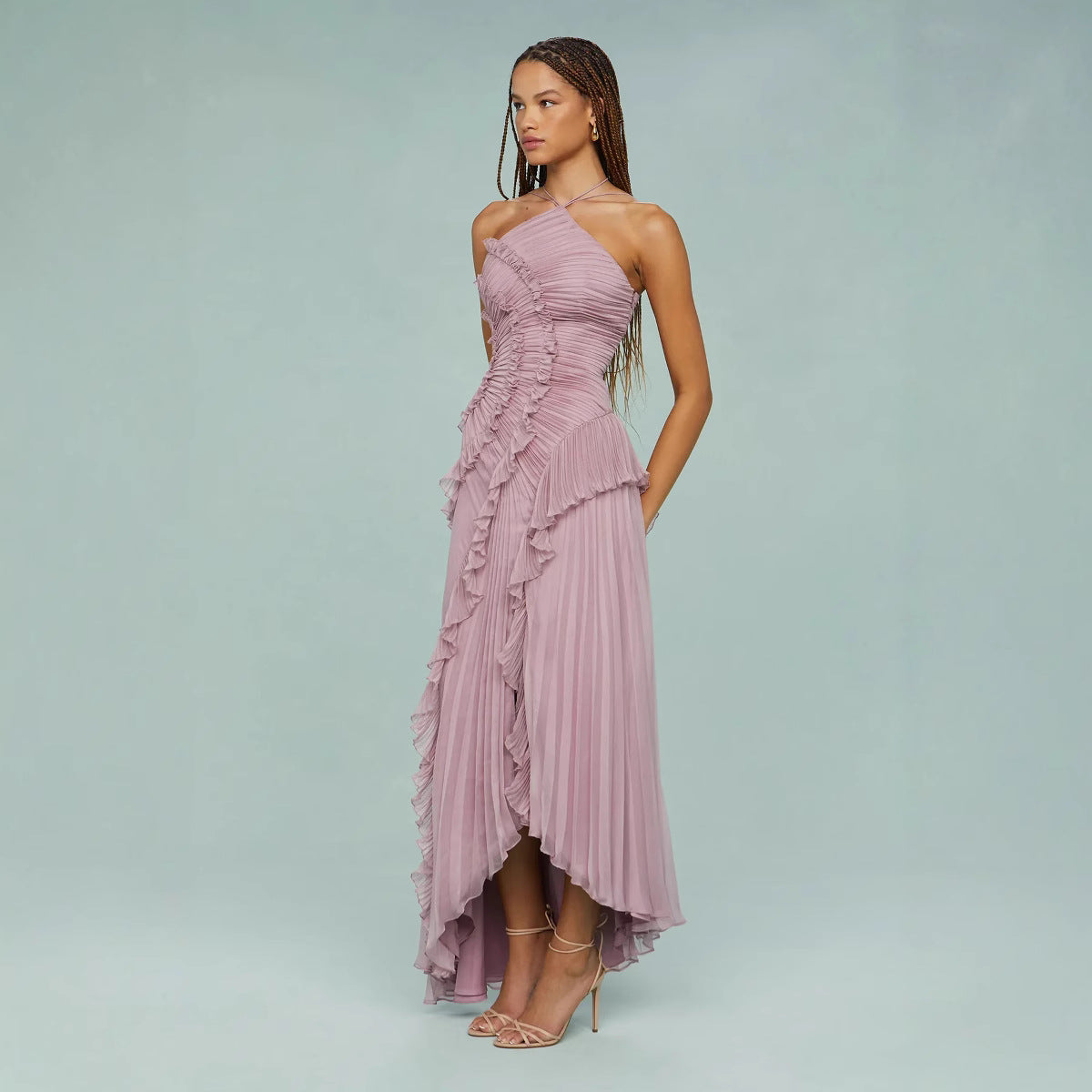 Slimming Pleated Chiffon Dress – Flowy Favorite for Coastal Getaways