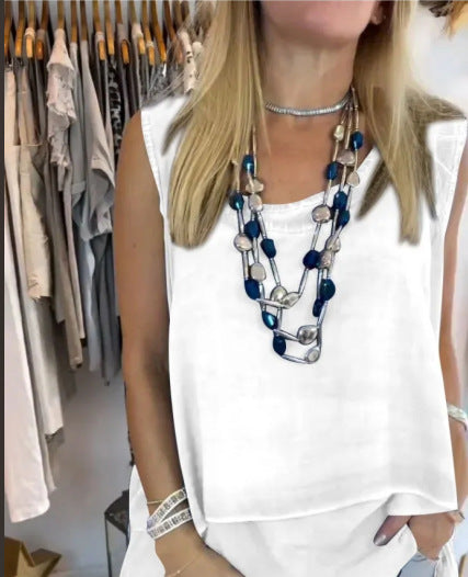 Flowy Sleeveless Tunic Top for Casual Wear