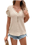 Lace Trim Knit Top with Soft Finish