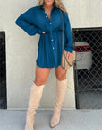 Splendid Teal Tie Waist Dress for Casual Walks