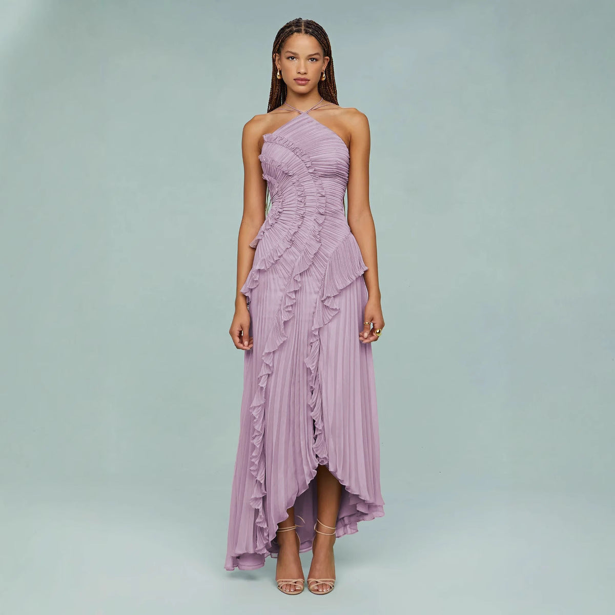 Slimming Pleated Chiffon Dress – Flowy Favorite for Coastal Getaways