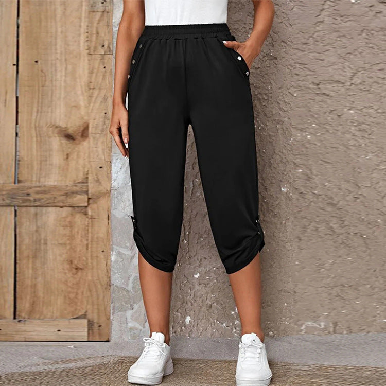 Fashion Casual Seven-Point Elastic Pants