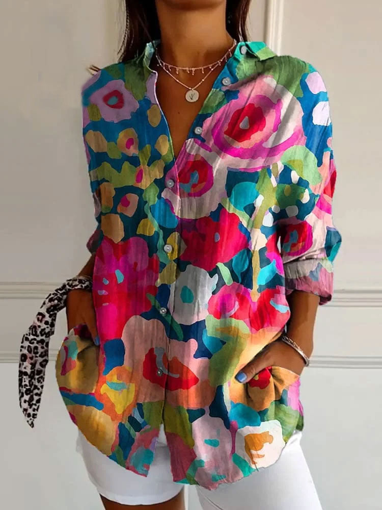 Muted Floral Blouse with Light Fit
