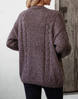 Cable Knit Open Front Long Sleeve Cardigan