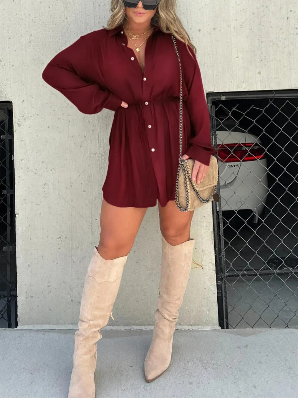 Splendid Teal Tie Waist Dress for Casual Walks