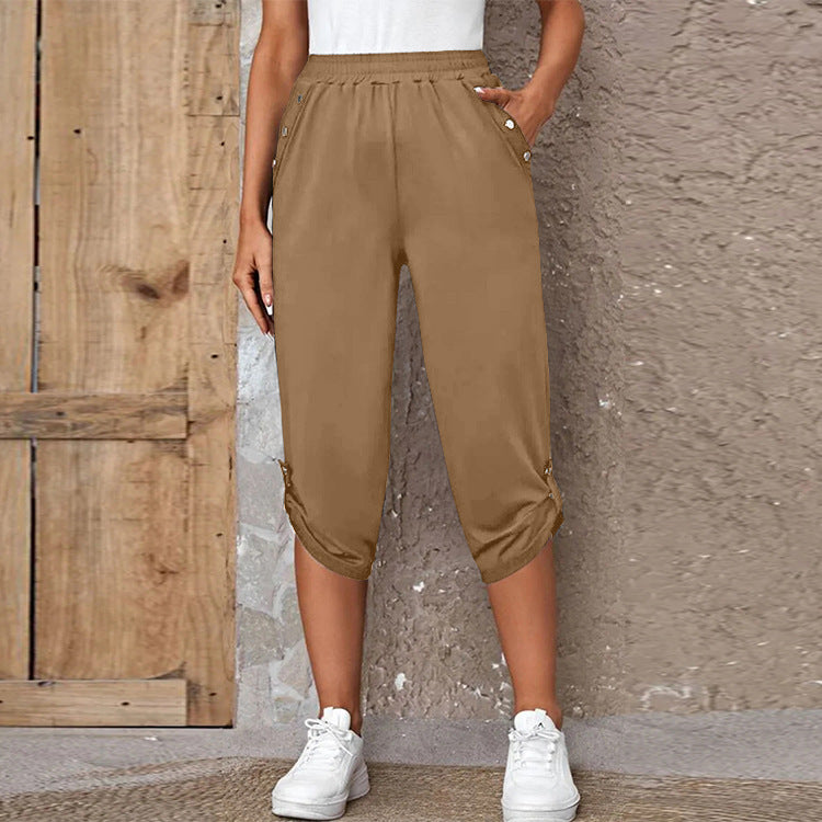 Fashion Casual Elastic Seven Point Pants