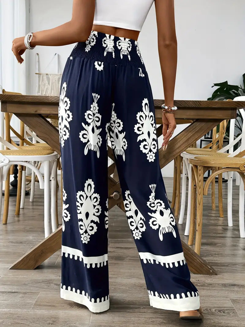 High Waist Printed Pants