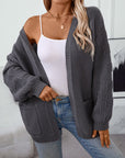 Loose Solid Color Long Sleeved Casual Cardigan