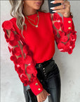 Petal Sleeve Round Neck Blouse