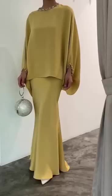 Two-Piece Pearl Floor-Length Gown