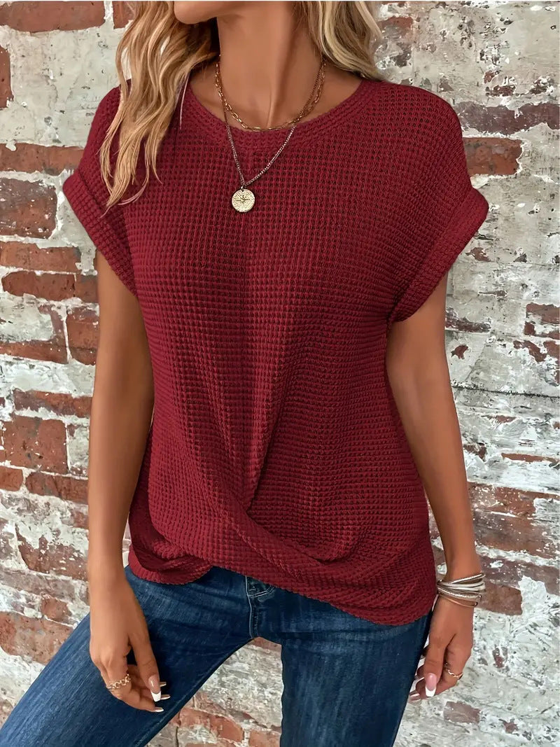 Elegant Short Sleeve Twist Top