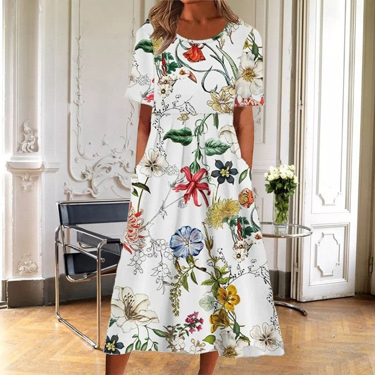 Casual Round Neck Long Dress