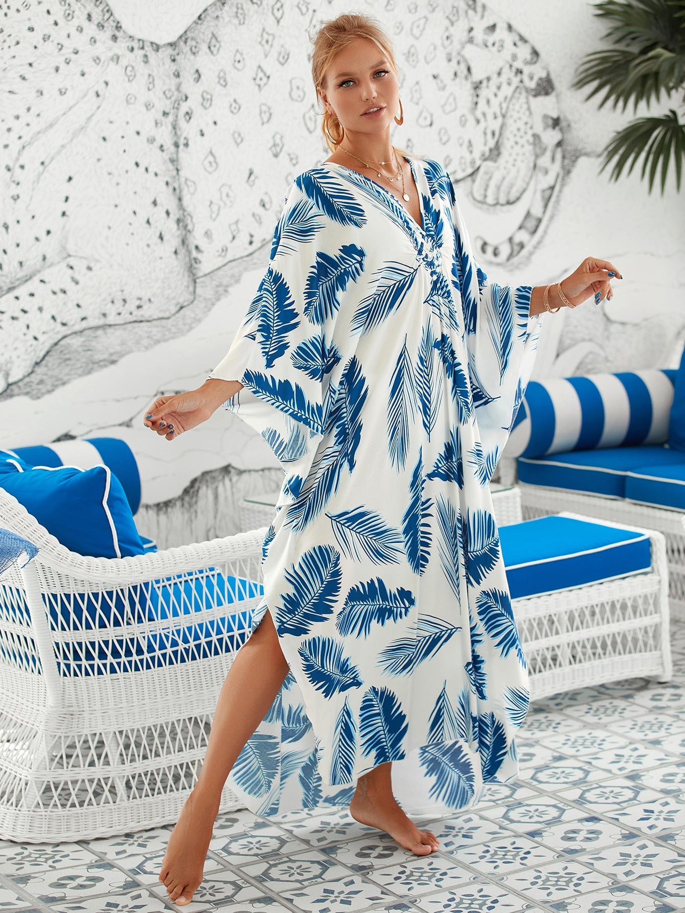 Ocean Haze Flowy Midi Dress
