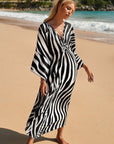 Chic Silk Kimono Dress in Exotic Tropic Print
