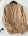 Loose Solid Color Long Sleeved Casual Cardigan