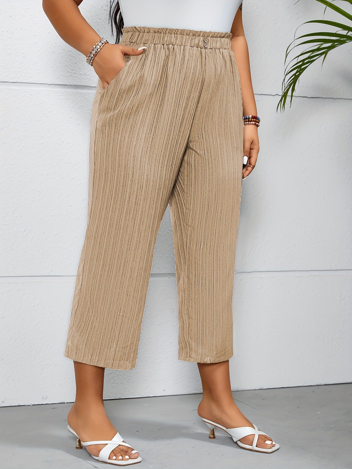 Comfortable High Waist Striped Pants