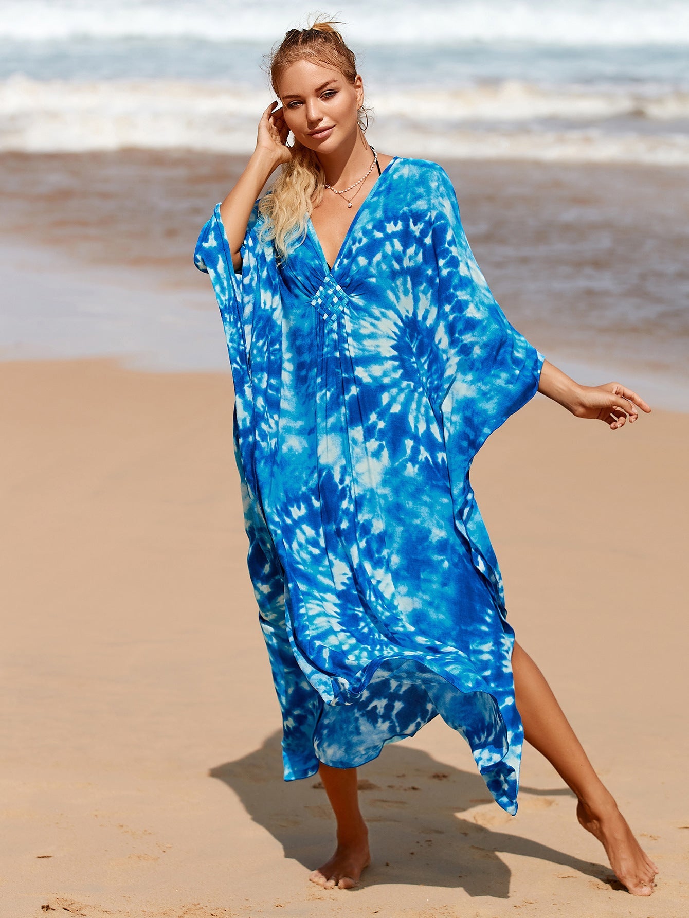 Chic Kimono-Style Dress in Amber Tide Hues