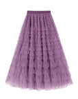 Flowy Layered Mesh Midi Skirt