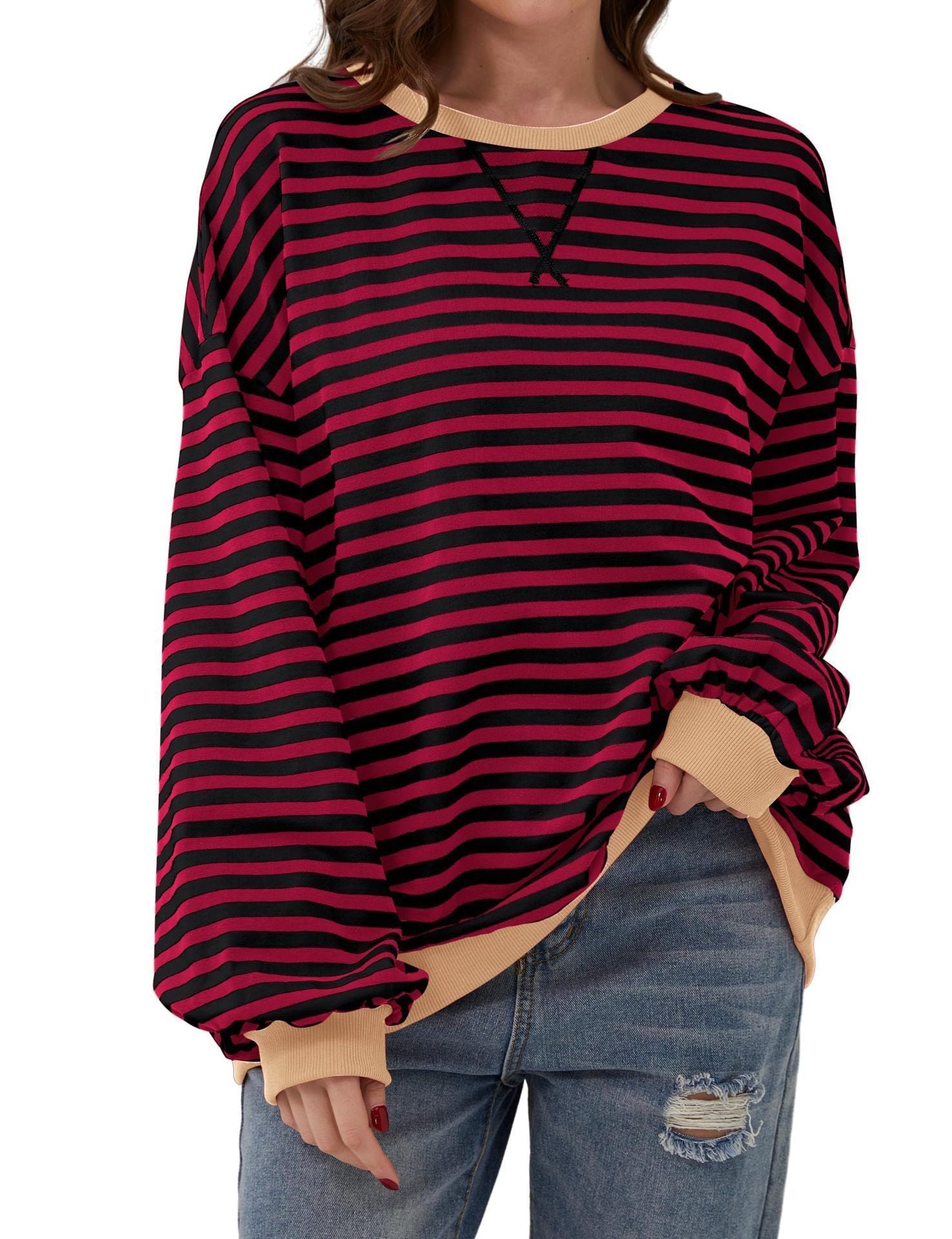 Long Sleeve Striped Pullover Casual Shirt