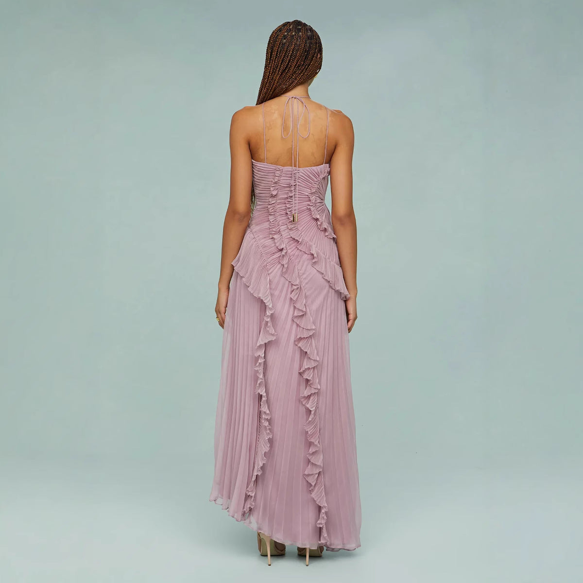 Slimming Pleated Chiffon Dress – Flowy Favorite for Coastal Getaways
