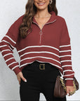 Mock Neck Long Sleeve Zip-Up Sweater