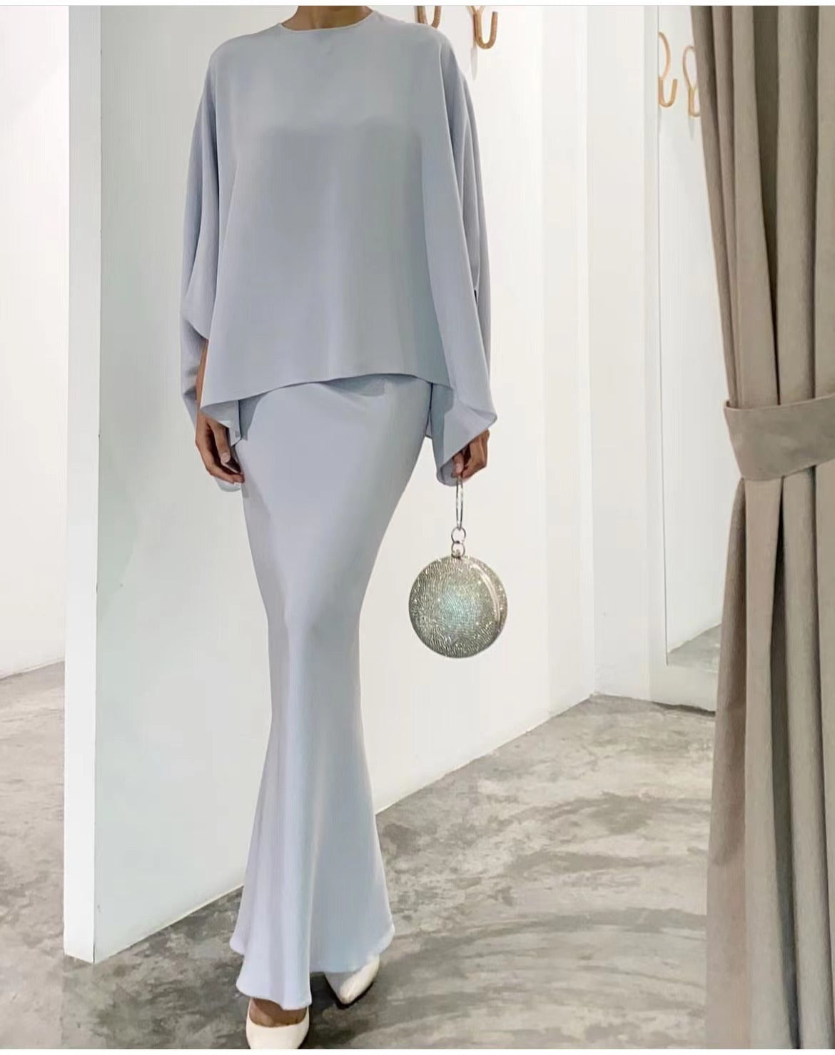 Two-Piece Pearl Floor-Length Gown