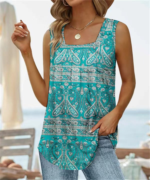 Fashion Sleeveless Square Neck Top