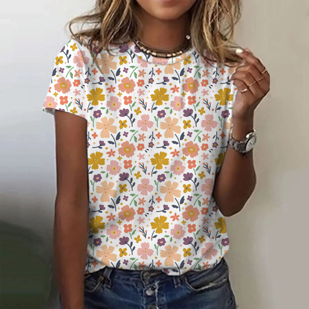 Relaxed Fit Petal Print Tee Shirt
