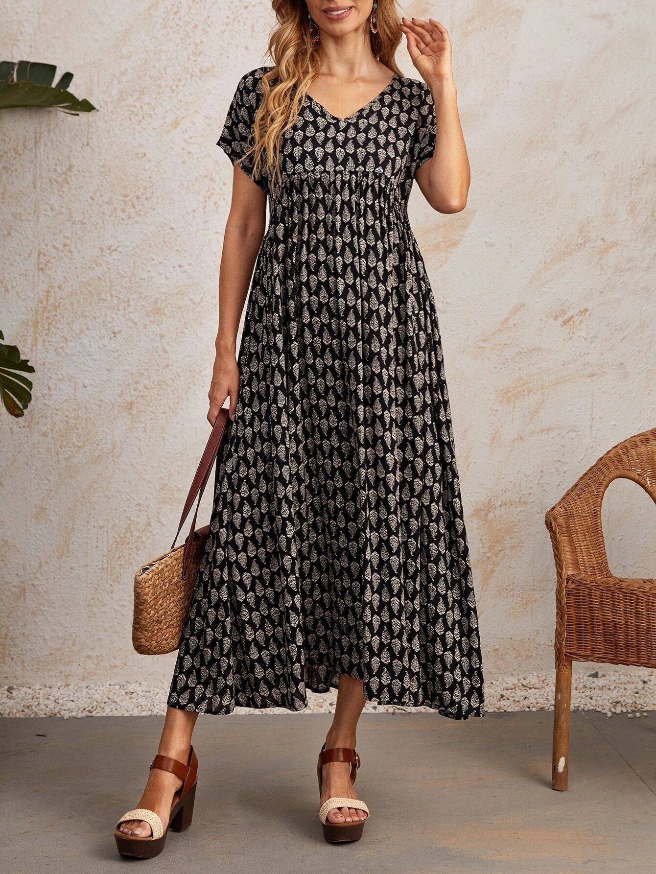 Soft Flowing Maxi Dress with Sleeves