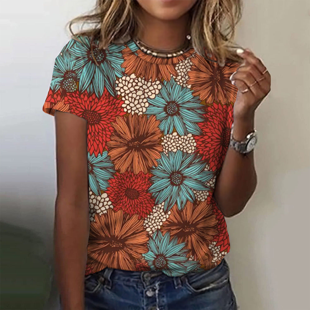 Bold Petals Tee Casual Top