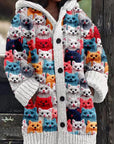 Abstract Print Casual Cape Jacket