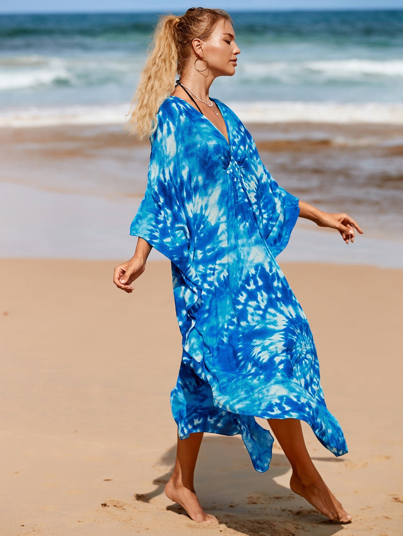 Chic Kimono-Style Dress in Amber Tide Hues