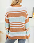 Women's Side Slit Pullover V-Neck Long Sleeve Sweater