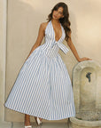 French Style Bow Halter Neck Dress