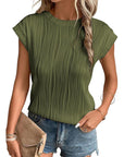 Ribbed Round Neck Tops