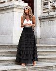 Flowy Layered Mesh Midi Skirt