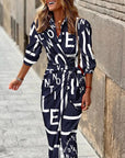 Striped Print Long Shirt Dress