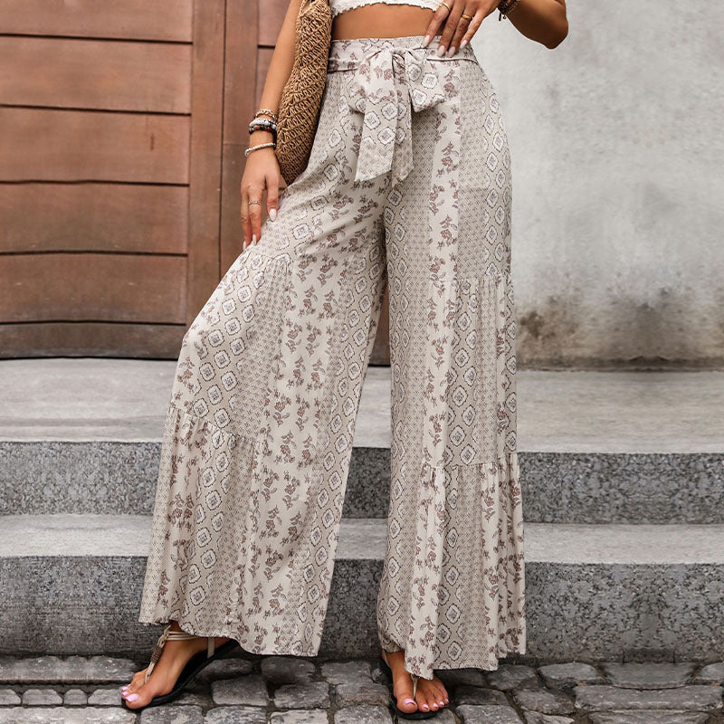 Tribal Print Loose Tie Pants