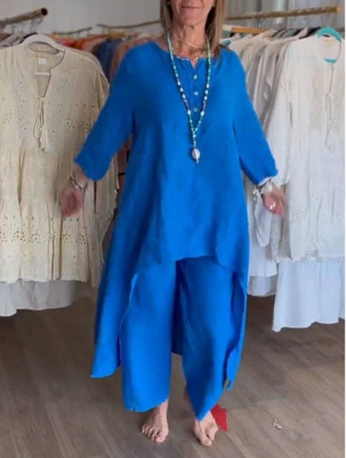 Breathable Cotton Linen Two Piece set