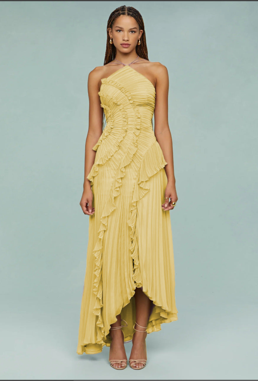 Slimming Pleated Chiffon Dress – Flowy Favorite for Coastal Getaways