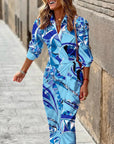 Striped Print Long Shirt Dress