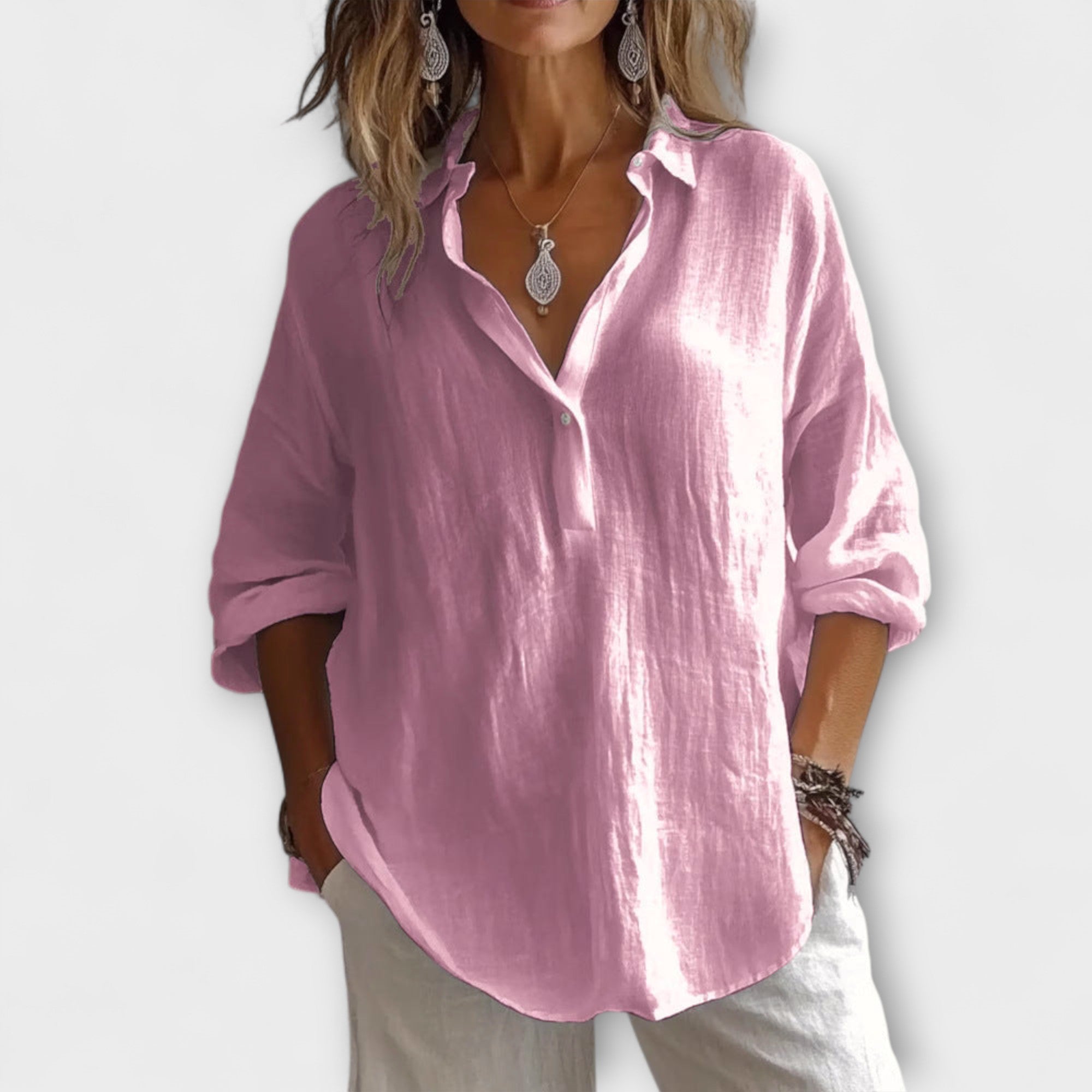 Soft Cotton Blend Blouse – Flowy, Elevated Essential for Workdays or Relaxed Weekend Looks