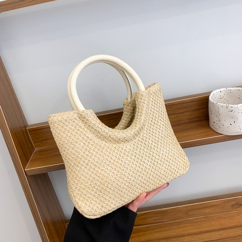 Korean-Style Woven Straw Handbag