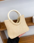 Korean-Style Woven Straw Handbag