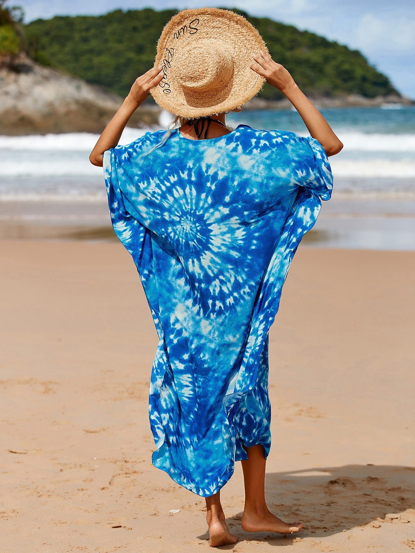 Chic Kimono-Style Dress in Amber Tide Hues