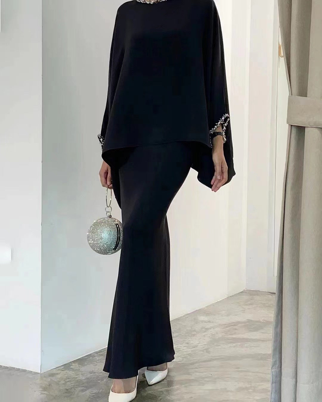 Two-Piece Pearl Floor-Length Gown