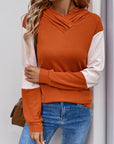 Hooded Contrast Color Long Sleeve Sweater